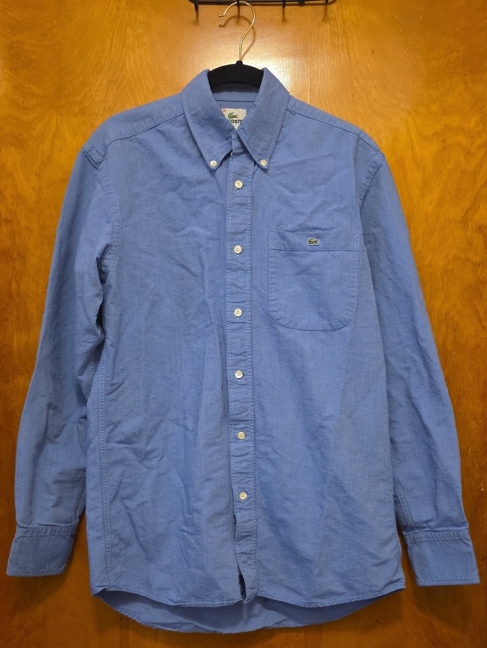 Lacoste Men's Light Blue Button-Down Shirt with Chest Pocket